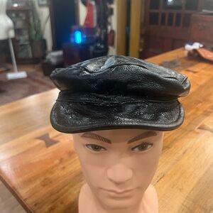 Source Unknown Black Leather Cap